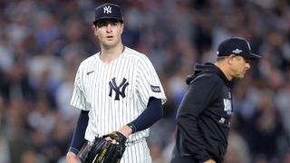 Cam Schlittler Ribs Rays Fans, Calls Tropicana Field Yankees 'Home' Game (featured). Photo by Brad Penner/Imagn Images