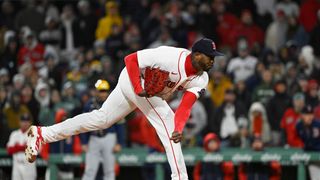 Red Sox's Aroldis Chapman Avoids Serious Scare vs. Brewers (featured). Photo by Eric Canha-Imagn Images